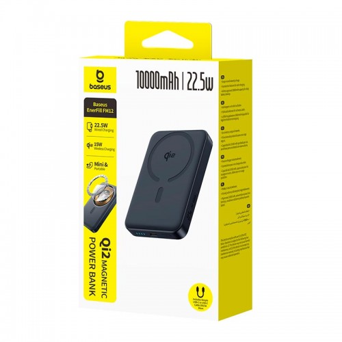 Повербанк MagSafe Baseus FM12 EnerFill Qi2 Magnetic 10000mAh 1Type-C, 22.5W/3A, PD/QC black