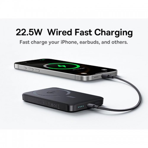 Повербанк MagSafe Baseus FM12 EnerFill Qi2 Magnetic 10000mAh 1Type-C, 22.5W/3A, PD/QC black