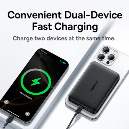 Повербанк MagSafe Baseus FM12 EnerFill Qi2 Magnetic 10000mAh 1Type-C, 22.5W/3A, PD/QC black