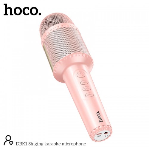 Караоке мікрофон Hoco DBK1 Singing karaoke microphone |BT5.0, AUX, TWS, 5W, 6h| pink