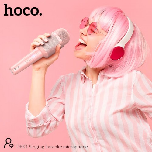 Караоке мікрофон Hoco DBK1 Singing karaoke microphone |BT5.0, AUX, TWS, 5W, 6h| white