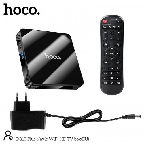 Android TV приставка Hoco Navio WiFi HD TV box DQ10 4GB+32GB,CortexTM-A53, WiFi 2.4g/5g, 4K/60FPS black