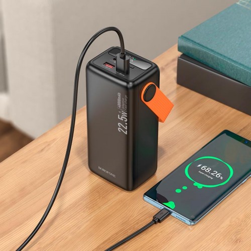 Повербанк 40000mAh Borofone Magnifico BJ66 22.5W з ліхтариком 2USB/Type-C, PD/QC black