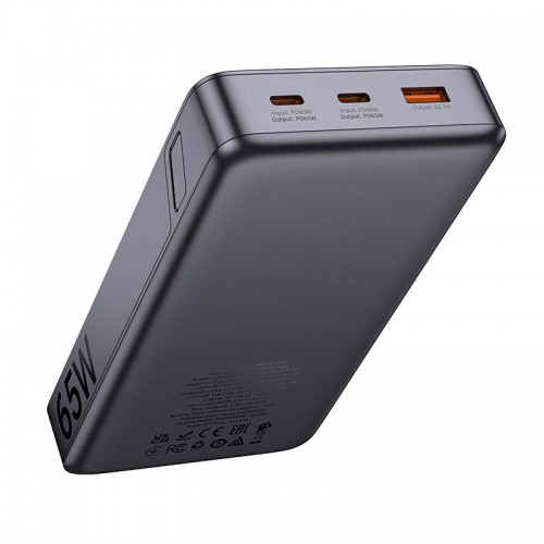 Повербанк для ноутбука 65W Hoco Q40 25000mAh digital display dark 1USB/2Type-C, PD/QC 3A grey