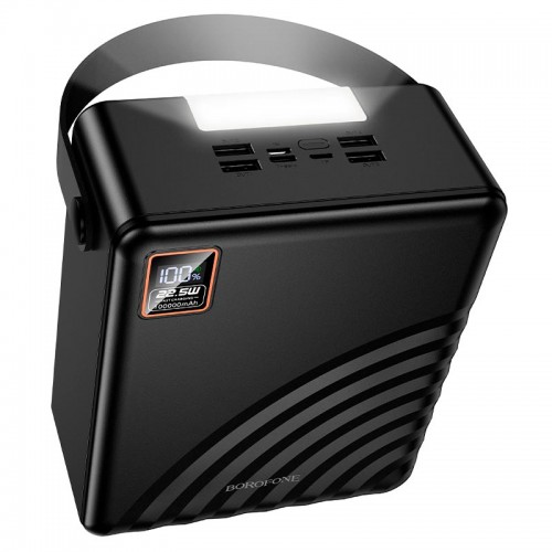 Повербанк 100000mAh Borofone Myriad BJ85 з ліхтариком 4USB/2Type-C/Lightning, 22.5W/3A, PD/QC black