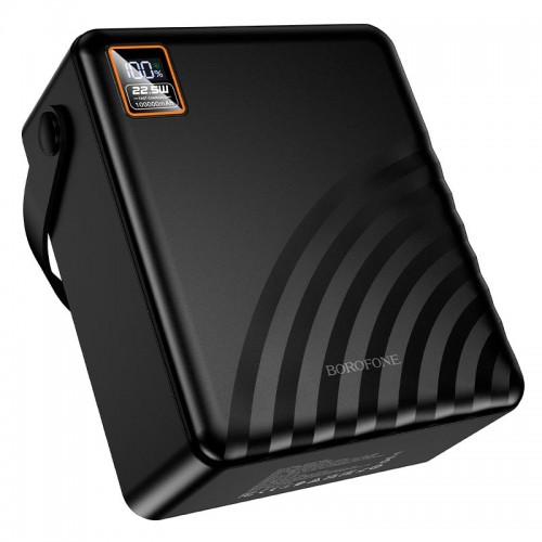 Повербанк 100000mAh Borofone Myriad BJ85 з ліхтариком 4USB/2Type-C/Lightning, 22.5W/3A, PD/QC black