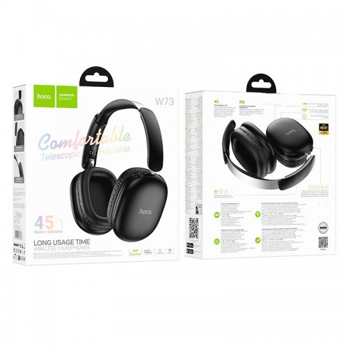 Бездротові Bluetooth навушники накладні Hoco Graceful W73 BT6.0, TF/AUX, 45h, App silver