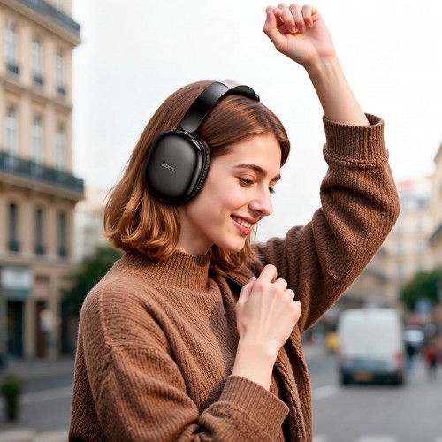 Бездротові Bluetooth навушники накладні Hoco Graceful W73 BT6.0, TF/AUX, 45h, App silver