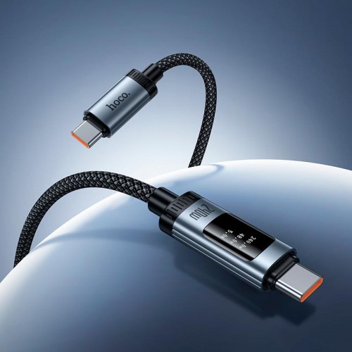 Кабель Hoco Type-C to Type-C Lord digital display charging data cable U148 |1.2m, 5A, 240W| black
