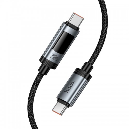Кабель Hoco Type-C to Type-C Lord digital display charging data cable U148 |1.2m, 5A, 240W| black