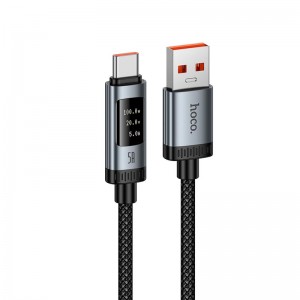 Кабель HOCO Type-C Lord digital display charging data cable U148 |1.2m, 5A, 100W| black