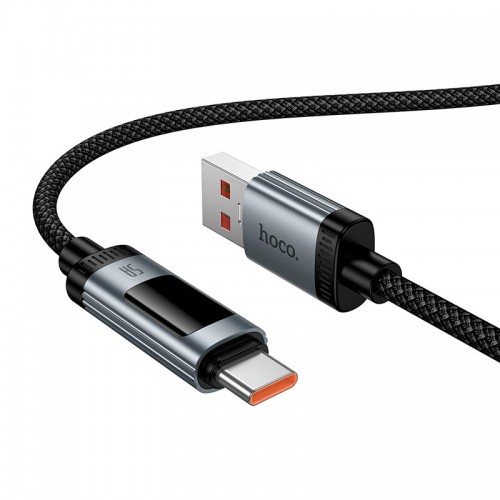 Кабель HOCO Type-C Lord digital display charging data cable U148 |1.2m, 5A, 100W| black