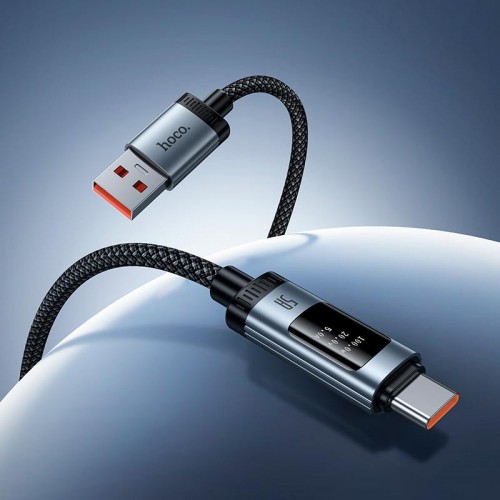 Кабель HOCO Type-C Lord digital display charging data cable U148 |1.2m, 5A, 100W| black