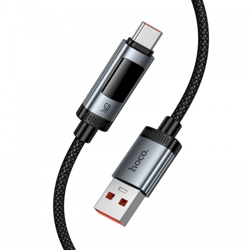 Кабель HOCO Type-C Lord digital display charging data cable U148 |1.2m, 5A, 100W| black