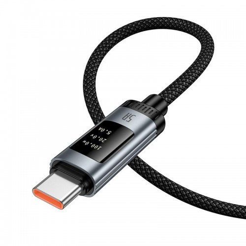 Кабель HOCO Type-C Lord digital display charging data cable U148 |1.2m, 5A, 100W| black