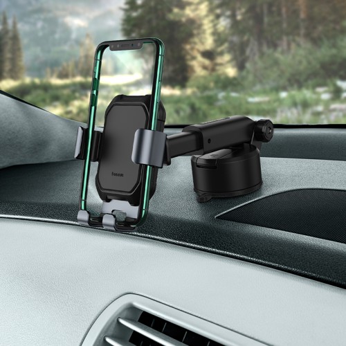 Автомобільний тримач для телефона Baseus Tank gravity car mount holder with suction base black