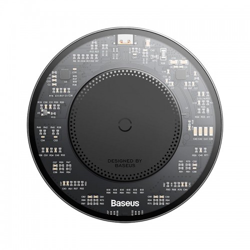 Бездротова зарядка Qi Baseus Simple 2 Wireless Charger 15W Cluster Black (Cable Type-C To Type-C 24W 12V/2A 1m) black