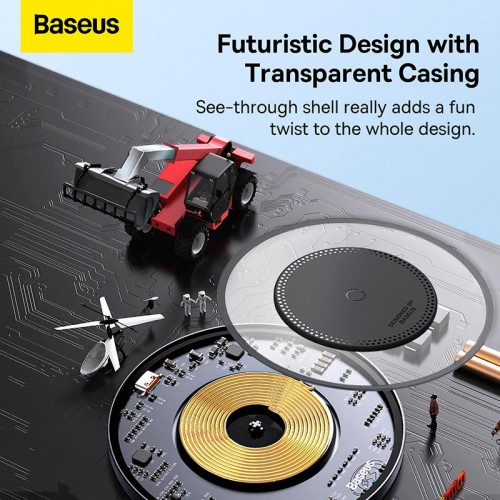 Бездротова зарядка Qi Baseus Simple 2 Wireless Charger 15W Cluster Black (Cable Type-C To Type-C 24W 12V/2A 1m) black