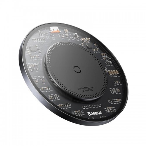 Бездротова зарядка Qi Baseus Simple 2 Wireless Charger 15W Cluster Black (Cable Type-C To Type-C 24W 12V/2A 1m) black