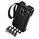 Повербанк Hoco Jingyao J173 20000mAh 2C/2A, PD/QC, 22.5W/3A з 4 кабелями 2 ліхтарика black