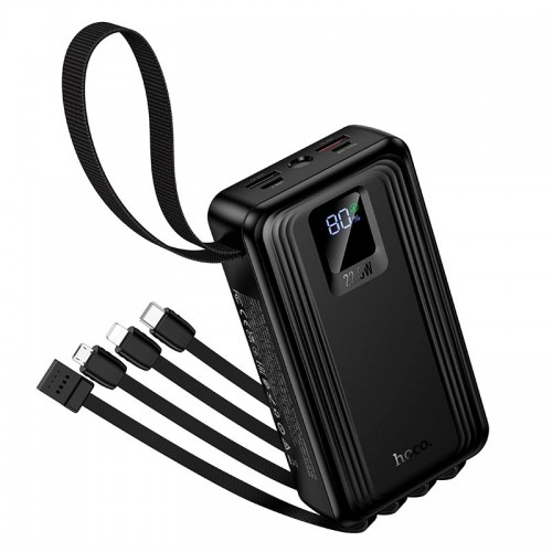 Повербанк Hoco Jingyao J173 20000mAh 2C/2A, PD/QC, 22.5W/3A с 4 кабелями 2 фонарика black