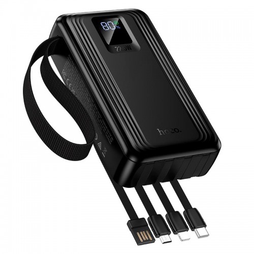 Повербанк Hoco Jingyao J173 20000mAh 2C/2A, PD/QC, 22.5W/3A с 4 кабелями 2 фонарика black