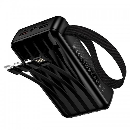 Повербанк Hoco Jingyao J173 20000mAh 2C/2A, PD/QC, 22.5W/3A с 4 кабелями 2 фонарика black