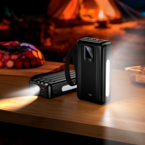 Повербанк Hoco Jingyao J173 20000mAh 2C/2A, PD/QC, 22.5W/3A с 4 кабелями 2 фонарика black