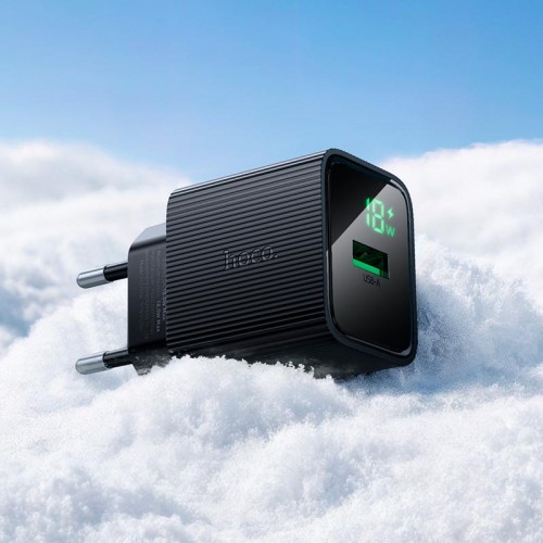 Мережевий зарядний пристрій Hoco Excellent single port charger with digital display CS81A 1USB, QC, 18W/3A black