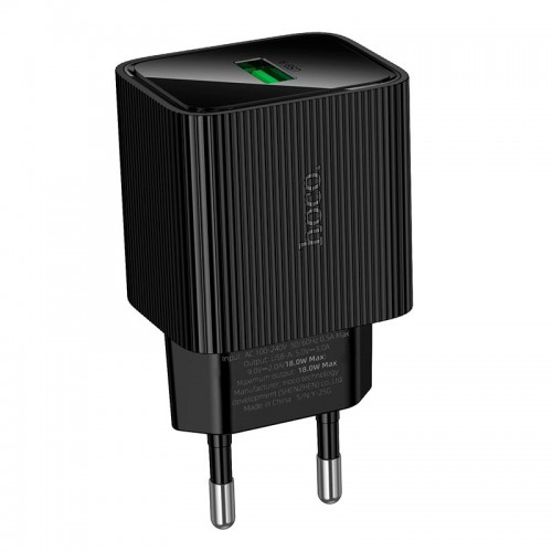 Мережевий зарядний пристрій Hoco Excellent single port charger with digital display CS81A 1USB, QC, 18W/3A black