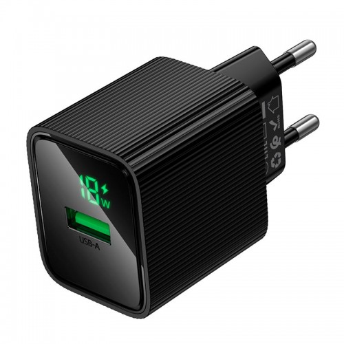 Мережевий зарядний пристрій Hoco Excellent single port charger with digital display CS81A 1USB, QC, 18W/3A black