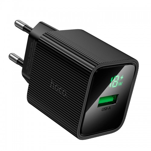Мережевий зарядний пристрій Hoco Excellent single port charger with digital display CS81A 1USB, QC, 18W/3A black