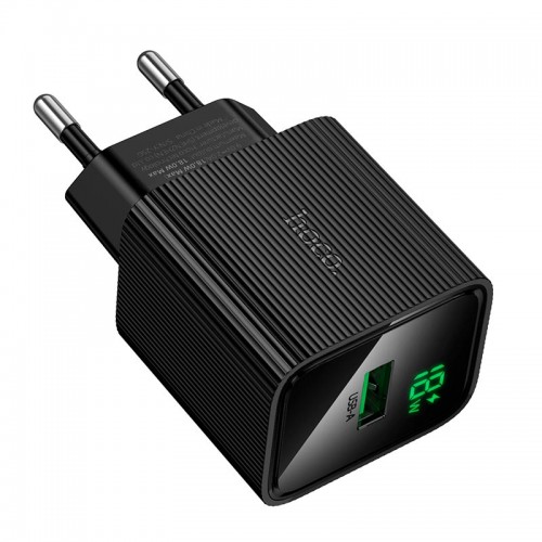 Мережевий зарядний пристрій Hoco Excellent single port charger with digital display CS81A 1USB, QC, 18W/3A black