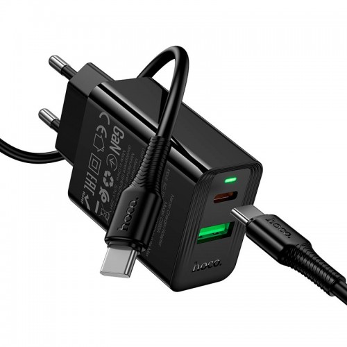 Мережевий зарядний пристрій Hoco C to C cable Leader charger set CS95A 1USB/1Type-C, PD/QC, 30W/3A black