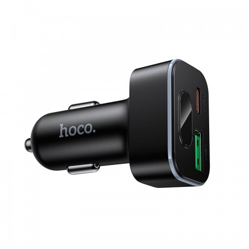 Автомобильное зарядное устройство Hoco Barry dual port digital display car charger Z63B 1USB/1Type-C, 48W/3A, PD/QC black