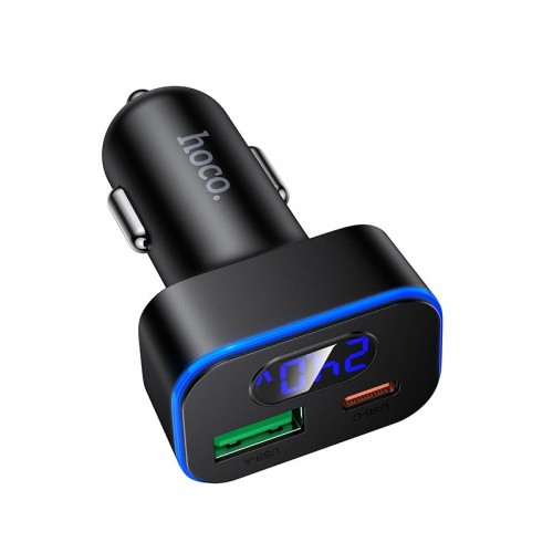 Автомобильное зарядное устройство Hoco Barry dual port digital display car charger Z63B 1USB/1Type-C, 48W/3A, PD/QC black