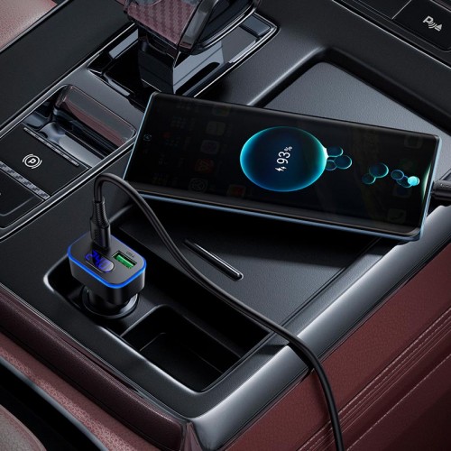 Автомобильное зарядное устройство Hoco Barry dual port digital display car charger Z63B 1USB/1Type-C, 48W/3A, PD/QC black