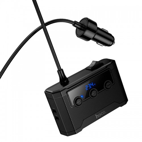 Автомобильный адаптер Hoco Anshun digital display 3-in-1 cigarette lighter car charger Z64 2USB/2Type-C, 15W USB+240W DC black