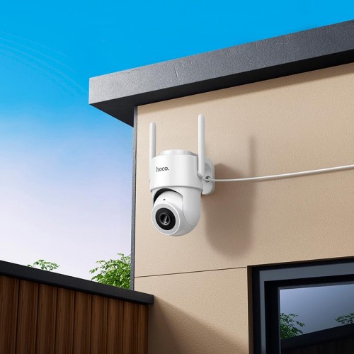 Камера видеонаблюдения Hoco уличная монокулярная поворотная HD-камера D10 2.4Ghz, 2MP, IP65, App white