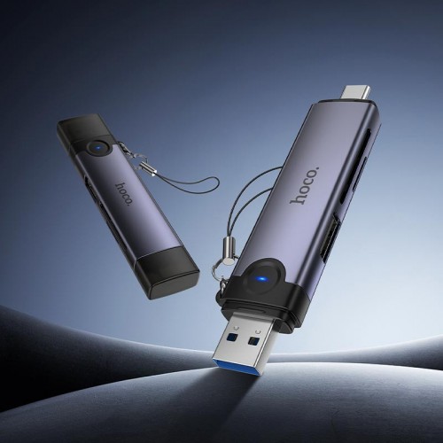 Адаптер Hoco Victory USB/Type-C 3-в-1 кардридер HB56 5 Гбит/с/SD, 480 Мбит/с/USB