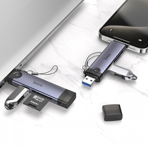 Адаптер Hoco Victory USB/Type-C 3-в-1 кардридер HB56 5 Гбит/с/SD, 480 Мбит/с/USB