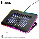 Підставка для ноутбука Hoco Cool DH19 17" 2 кулера 2 USB 5 рівнів нахилу 10 RGB підсвітка black
