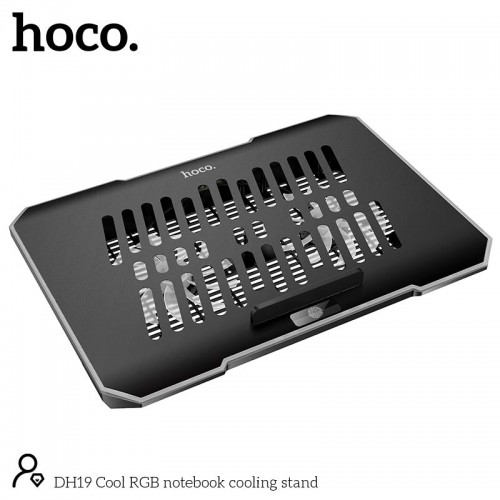 Підставка для ноутбука Hoco Cool DH19 17" 2 кулера 2 USB 5 рівнів нахилу 10 RGB підсвітка black
