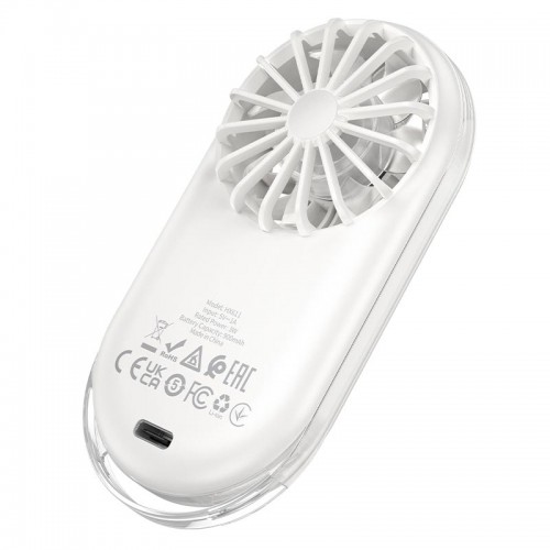 Портативный вентилятор Hoco ultra-thin pocket fan HX611 3 Levels, 50dB, 1-2.5h Milky white