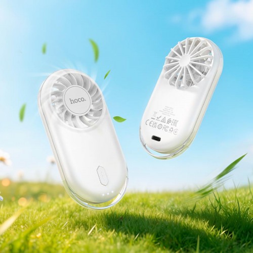 Портативный вентилятор Hoco ultra-thin pocket fan HX611 3 Levels, 50dB, 1-2.5h Milky white