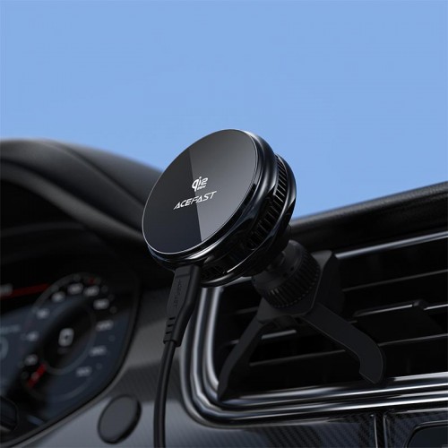 Автодержатель с зарядкой и охлаждающим кулером Acefast D66 QI2 25W MagSafe в решётку вентиляции 4.7-6.9" black