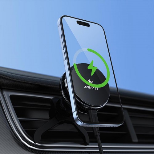 Автодержатель с зарядкой и охлаждающим кулером Acefast D66 QI2 25W MagSafe в решётку вентиляции 4.7-6.9" black