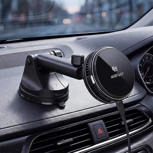 Автодержатель с зарядкой и охлаждающим кулером Acefast D67 QI2 25W Magsafe 4.7-6.9" black