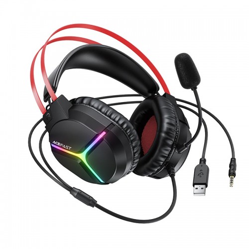 Ігрові комп'ютерні навушники Acefast H16 IPX4 USB/3.5mm, 2m RGB підсвітка black