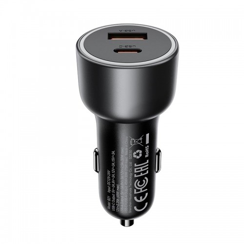 Автомобильное зарядное устройство Acefast B21 Адаптер 1A/1C, 75W/3A, PD/QC grey